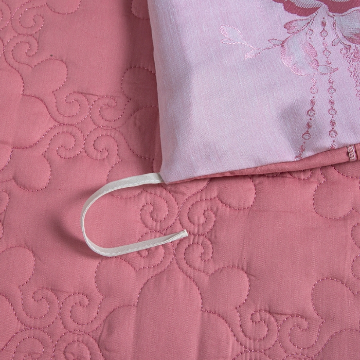 91家纺网 家纺一手货源 找家纺 福丽莱家纺  2023新款贡缎提花床裙四件套（夹棉）花逸芳心-豆沙