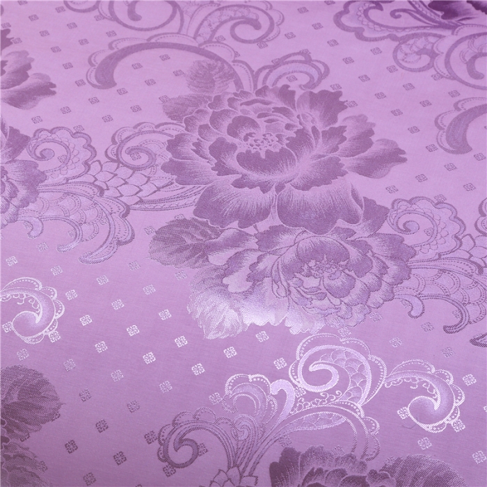 91家纺网 家纺一手货源 找家纺 福丽莱家纺  2023新款贡缎提花床裙四件套（夹棉）花资风韵-浅紫