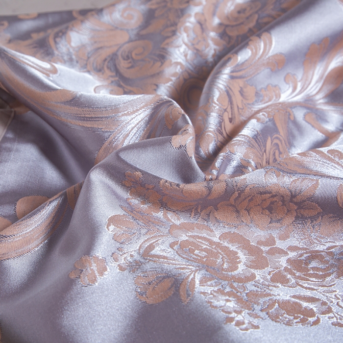 91家纺网 家纺一手货源 找家纺 福丽莱家纺  2023新款贡缎提花床裙四件套（夹棉）克里斯娜-银灰