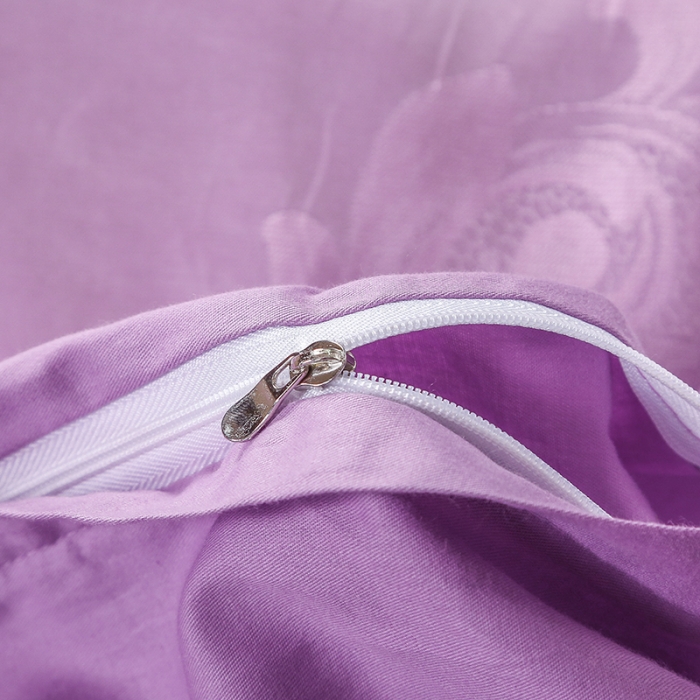 91家纺网 家纺一手货源 找家纺 福丽莱家纺  2023新款贡缎提花床裙四件套（夹棉）密语-雪青