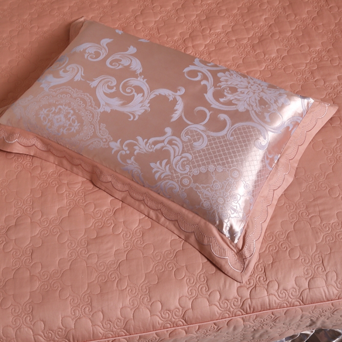 91家纺网 家纺一手货源 找家纺 福丽莱家纺  2023新款贡缎提花床裙四件套（夹棉）摩歌娜-香槟紫