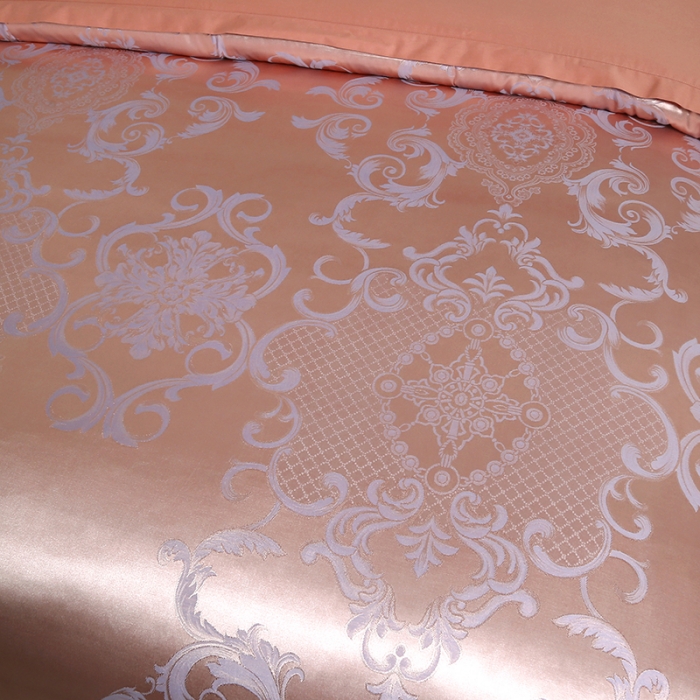 91家纺网 家纺一手货源 找家纺 福丽莱家纺  2023新款贡缎提花床裙四件套（夹棉）摩歌娜-香槟紫