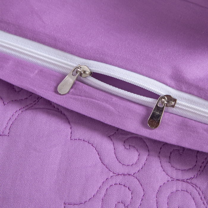 91家纺网 家纺一手货源 找家纺 福丽莱家纺  2023新款贡缎提花床裙四件套（夹棉）浓情花梦-雪青