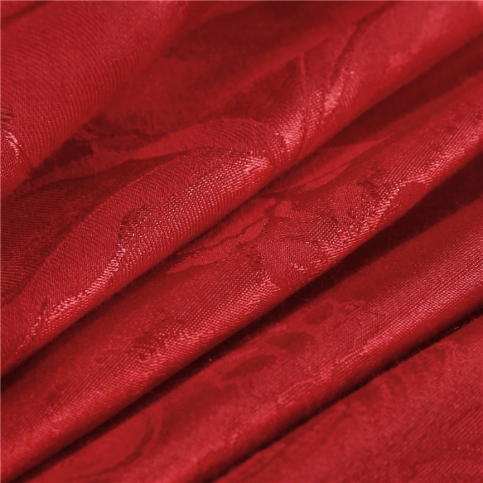 91家纺网 家纺一手货源 找家纺 福丽莱家纺  2023新款贡缎提花床裙四件套（夹棉）暖心芳妍-大红