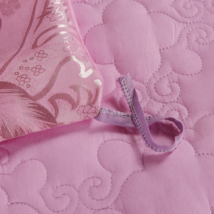 91家纺网 家纺一手货源 找家纺 福丽莱家纺  2023新款贡缎提花床裙四件套（夹棉）乔安迪-粉