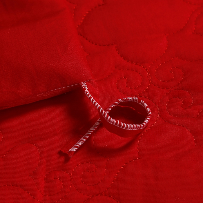 91家纺网 家纺一手货源 找家纺 福丽莱家纺  2023新款贡缎提花床裙四件套（夹棉）喜瑞祥和-大红