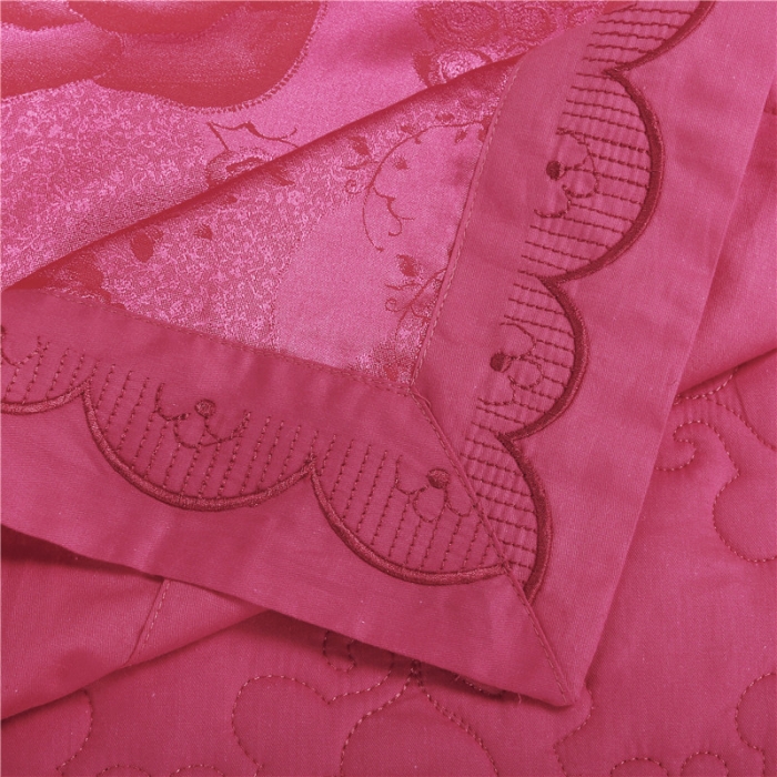 91家纺网 家纺一手货源 找家纺 福丽莱家纺  2023新款贡缎提花床裙四件套（夹棉）喜上眉梢-砖红