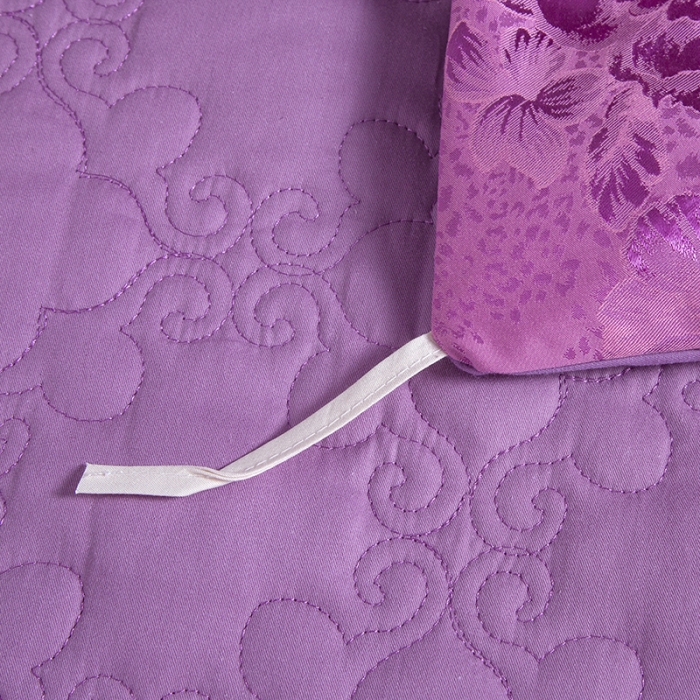 91家纺网 家纺一手货源 找家纺 福丽莱家纺  2023新款贡缎提花床裙四件套（夹棉）幽香-紫罗兰