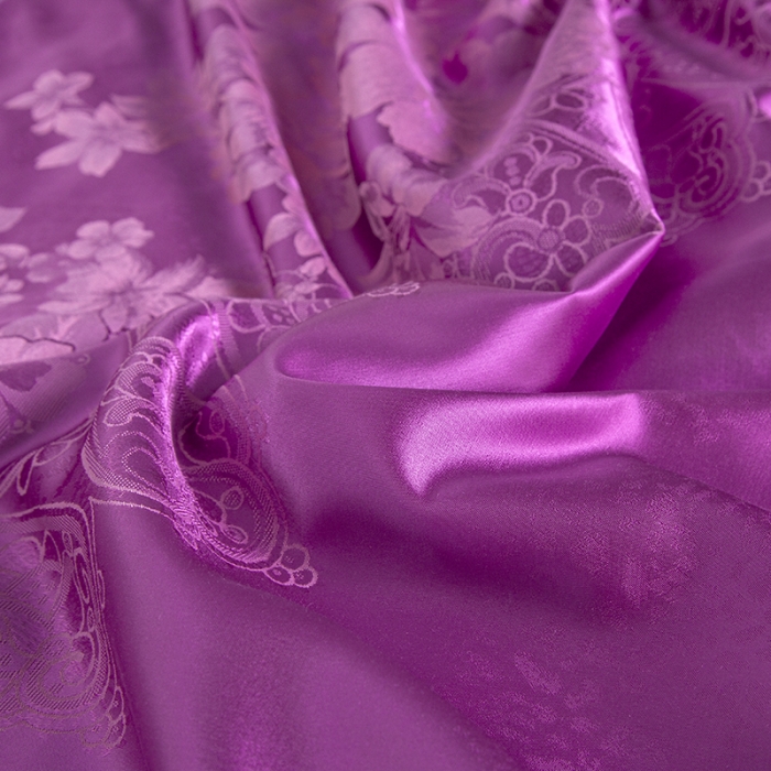 91家纺网 家纺一手货源 找家纺 福丽莱家纺  2023新款贡缎提花床裙四件套（夹棉）幽香-紫罗兰