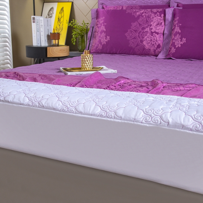 91家纺网 家纺一手货源 找家纺 福丽莱家纺  2023新款贡缎提花床裙四件套（夹棉）幽香-紫罗兰