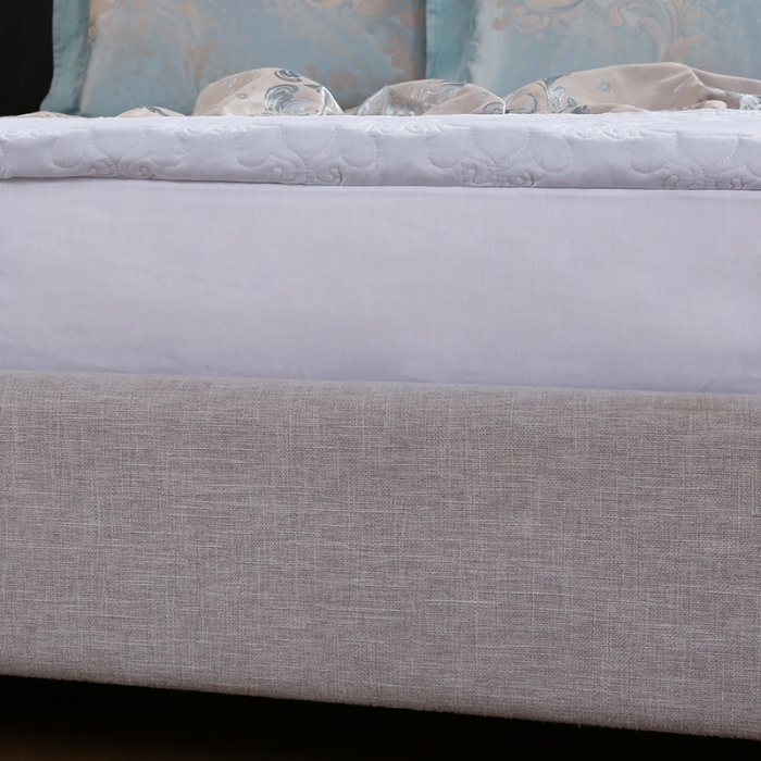 91家纺网 家纺一手货源 找家纺 福丽莱家纺  2023新款贡缎提花床裙四件套（夹棉）悦动旋律-杏兰