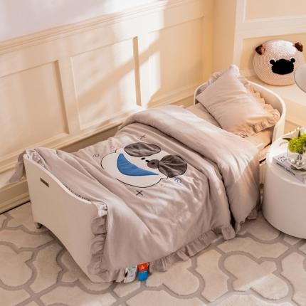 91家纺网 家纺一手货源 找家纺 (总)喜多兔 2023新款纯棉双层纱绣花幼儿园三件套