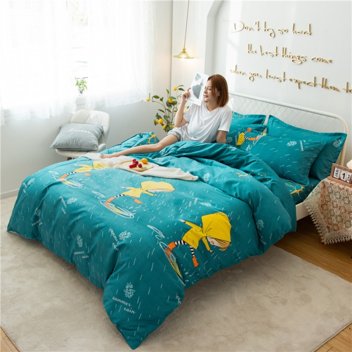 91家纺网 家纺一手货源 找家纺 鑫缘 2025新款印花植物羊绒加厚磨毛单被套 快乐女孩