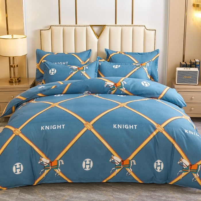 91家纺网 家纺一手货源 找家纺 鑫缘 2025新款印花植物羊绒加厚磨毛单被套 马到成功