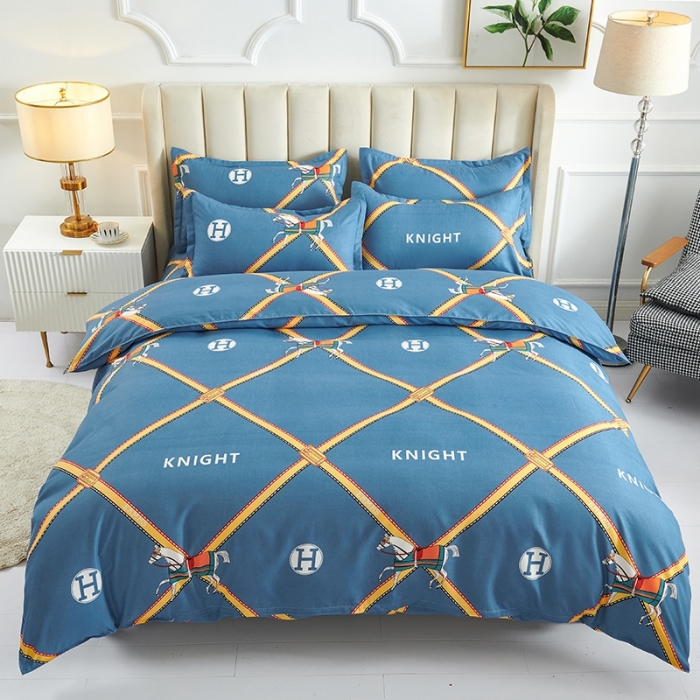 91家纺网 家纺一手货源 找家纺 鑫缘 2025新款印花植物羊绒加厚磨毛单被套 马到成功