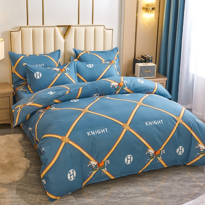 91家纺网 家纺一手货源 找家纺 鑫缘 2025新款印花植物羊绒加厚磨毛单被套 马到成功