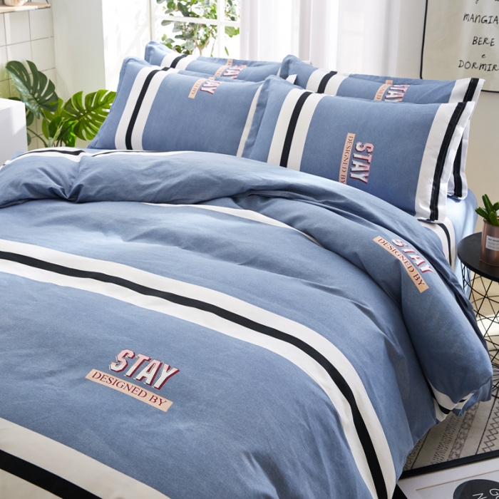 91家纺网 家纺一手货源 找家纺 鑫缘 2025新款印花植物羊绒加厚磨毛单被套 时尚条纹