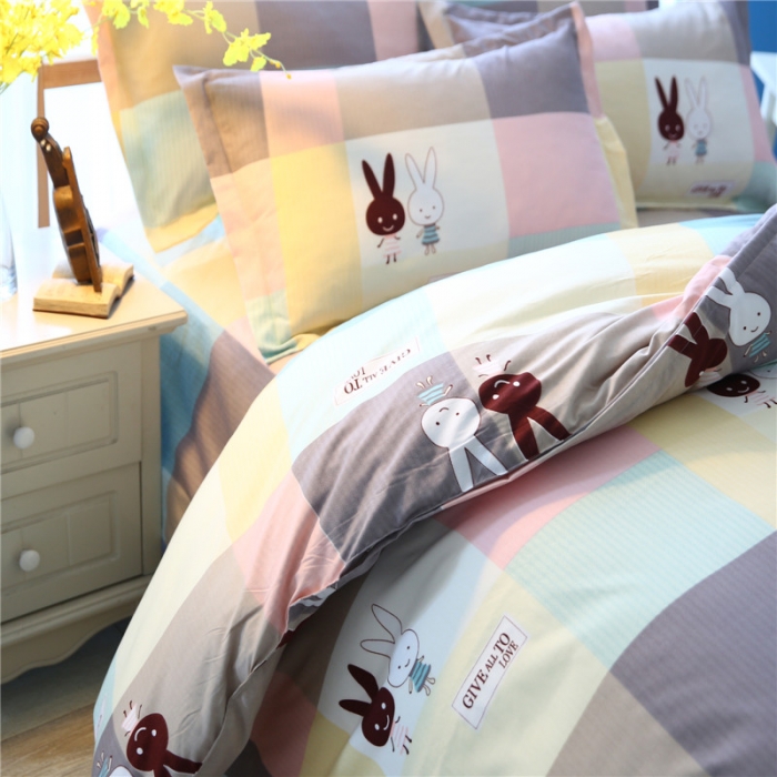 91家纺网 家纺一手货源 找家纺 鑫缘 2025新款印花植物羊绒加厚磨毛单被套 双子兔