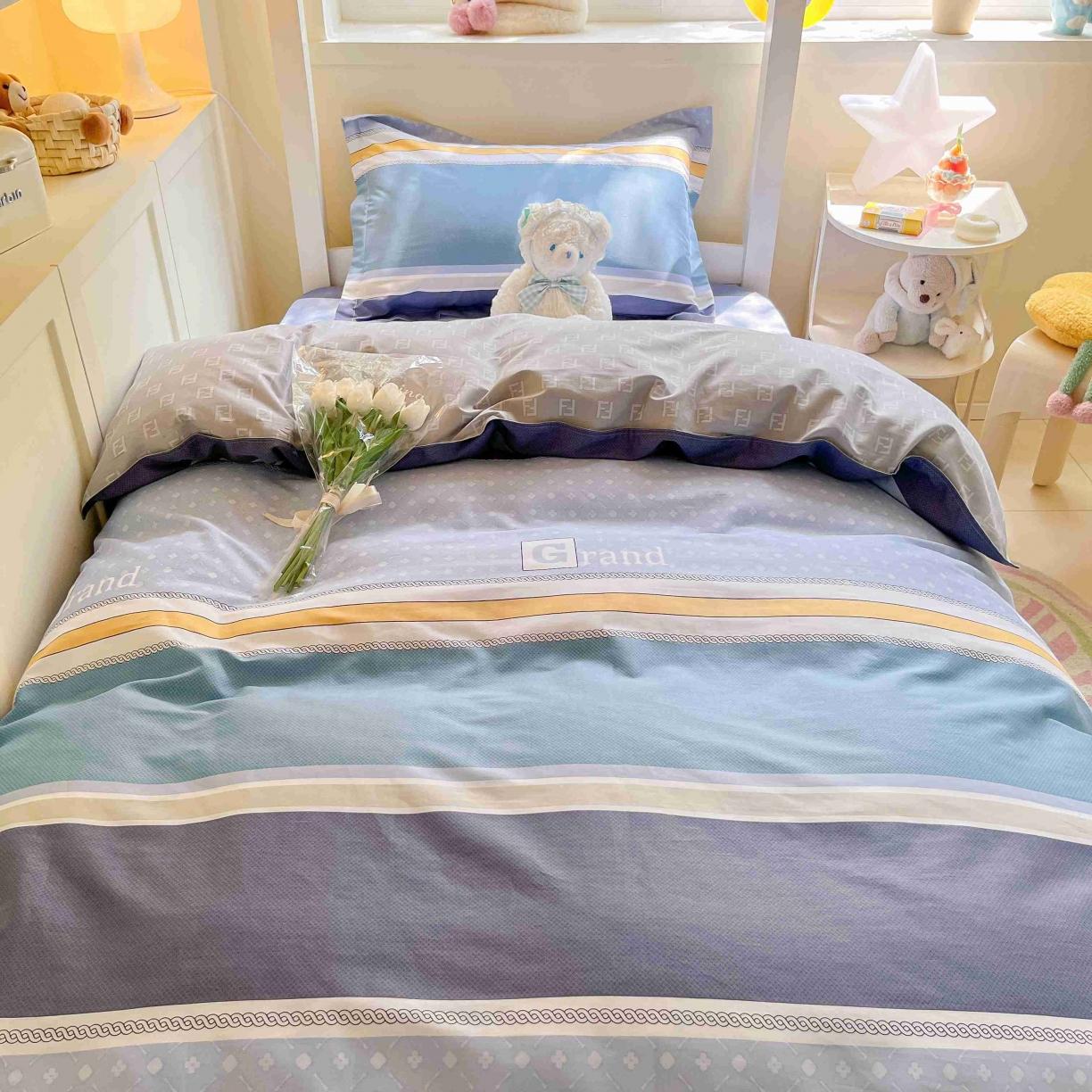 91家纺网 家纺一手货源 找家纺 (总) 菲梵家纺 2024新款学生宿舍单人全棉床单款床笠款三件套