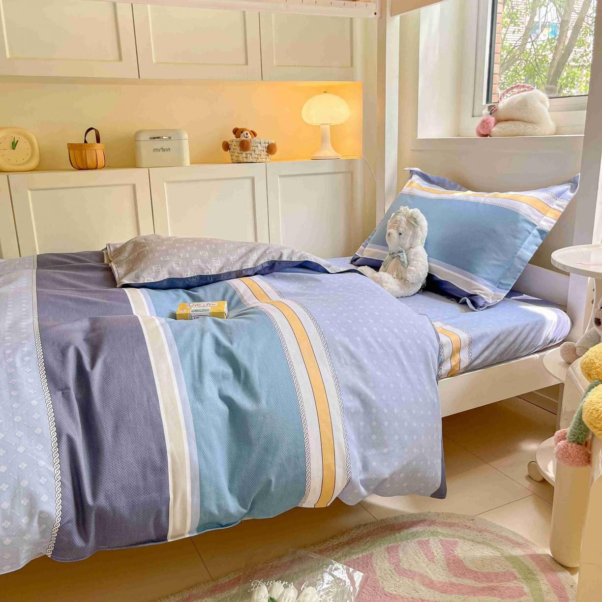 91家纺网 家纺一手货源 找家纺 (总) 菲梵家纺 2024新款学生宿舍单人全棉床单款床笠款三件套