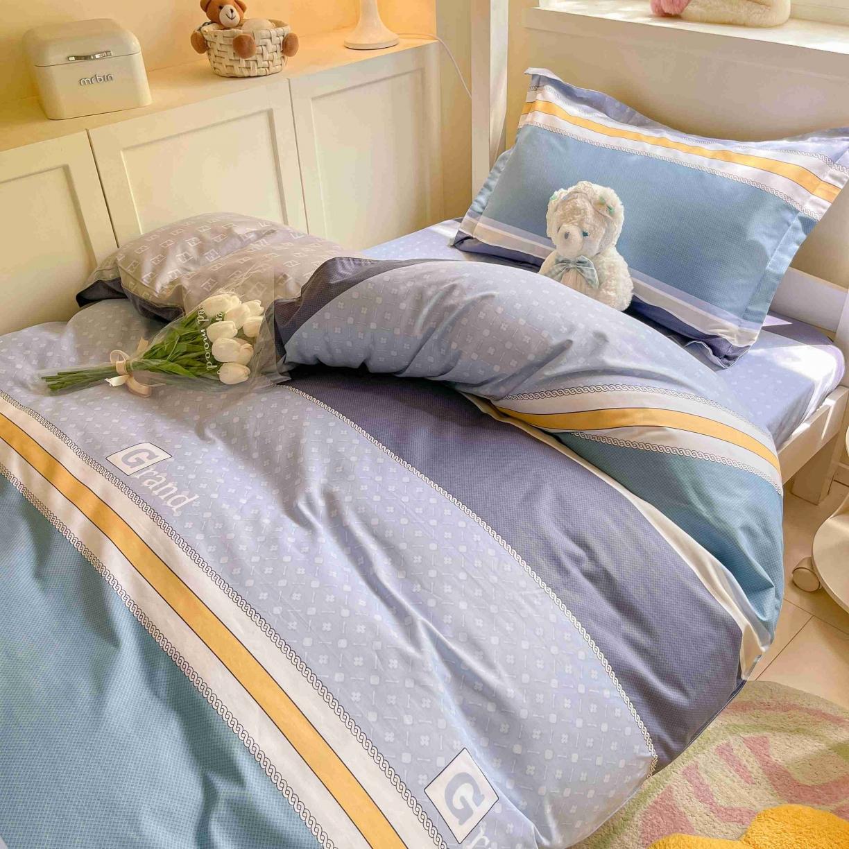 91家纺网 家纺一手货源 找家纺 (总) 菲梵家纺 2024新款学生宿舍单人全棉床单款床笠款三件套