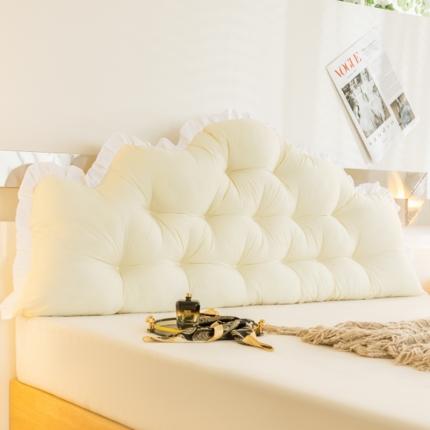 91家纺网 家纺一手货源 找家纺 碧尔 2025新款麦浪机械钉扣纯色床靠背枕 米黄