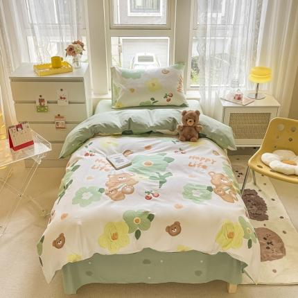 91家纺网 家纺一手货源 找家纺 （总）蓝邻 2023新款学生季全棉三件套四件套-印花系列