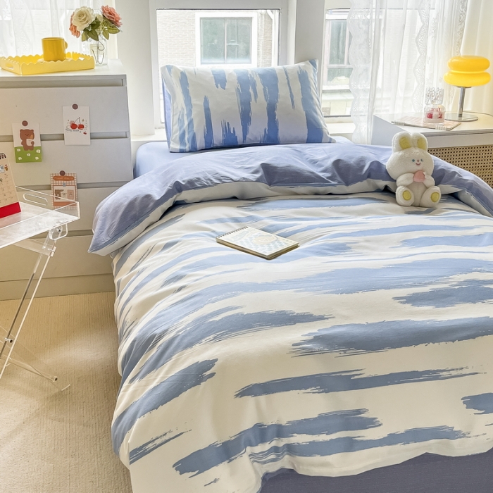 91家纺网 家纺一手货源 找家纺 蓝邻 2023新款学生季全棉三件套四件套-印花系列 蓝图