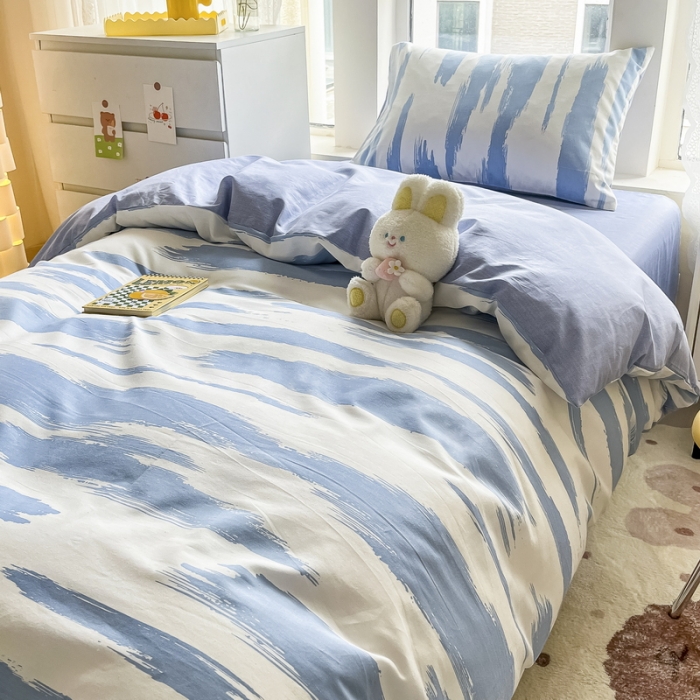 91家纺网 家纺一手货源 找家纺 蓝邻 2023新款学生季全棉三件套四件套-印花系列 蓝图