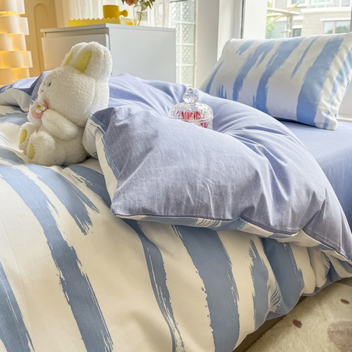 91家纺网 家纺一手货源 找家纺 蓝邻 2023新款学生季全棉三件套四件套-印花系列 蓝图