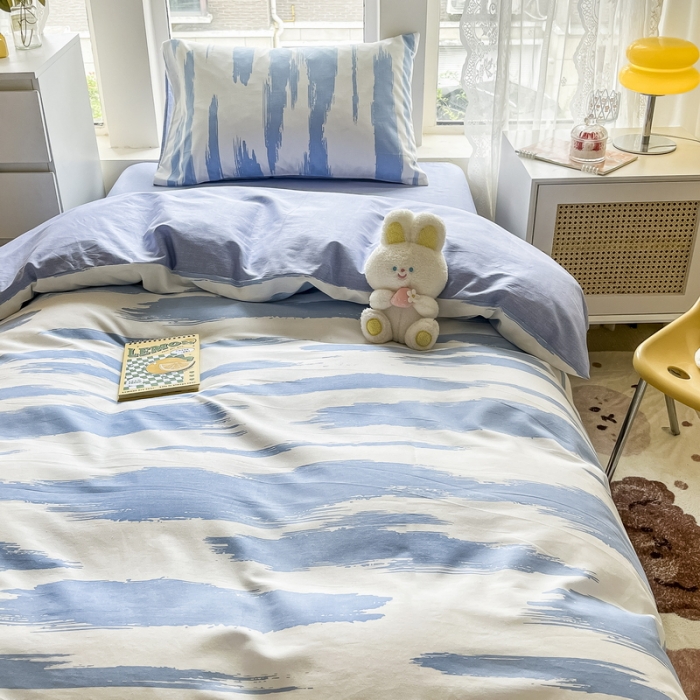 91家纺网 家纺一手货源 找家纺 蓝邻 2023新款学生季全棉三件套四件套-印花系列 蓝图