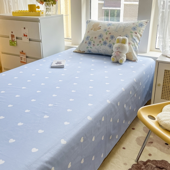 91家纺网 家纺一手货源 找家纺 蓝邻 2023新款学生季全棉三件套四件套-印花系列 蓝茵兔