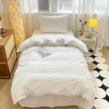 91家纺网 家纺一手货源 找家纺 蓝邻 2023新款学生季全棉色织水洗棉三件套四件套 贵族白