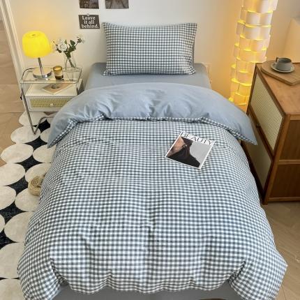 91家纺网 家纺一手货源 找家纺 （总）蓝邻 2023新款学生季全棉色织水洗棉三件套四件套