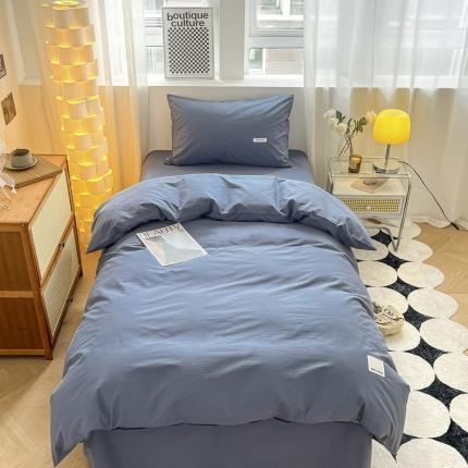 91家纺网 家纺一手货源 找家纺 蓝邻 2023新款学生季全棉色织水洗棉三件套四件套 牛仔兰