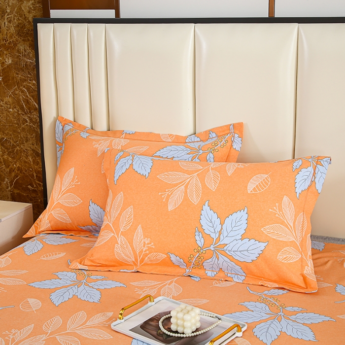 91家纺网 家纺一手货源 找家纺 畅畅 2024爆款全棉喷气活性印花磨毛四件套 HMJ枫叶-桔