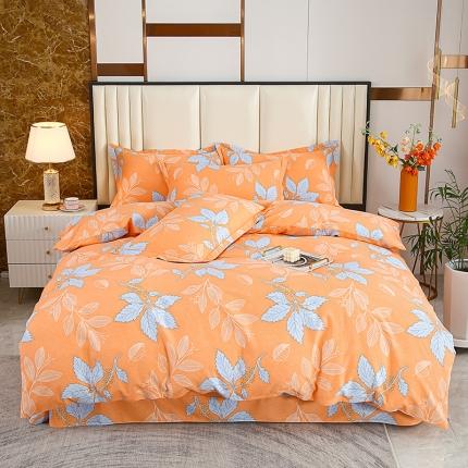 畅畅 2024爆款全棉喷气活性印花磨毛四件套 HMJ枫叶-桔