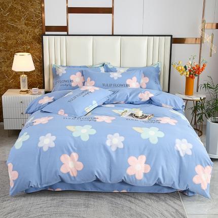 畅畅 2024爆款全棉喷气活性印花磨毛四件套 HMJ花晨月夕-蓝