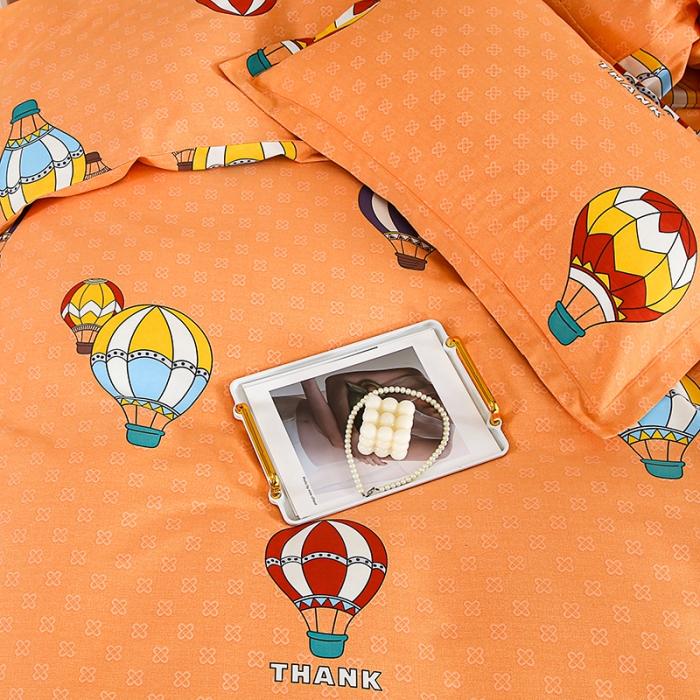 91家纺网 家纺一手货源 找家纺 畅畅 2024爆款全棉喷气活性印花磨毛四件套 HMJ热气球-桔