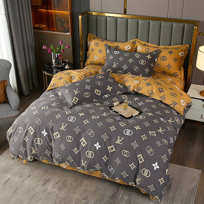 91家纺网 家纺一手货源 找家纺 畅畅 2024爆款全棉喷气活性印花磨毛四件套 HMJ英伦风尚-灰