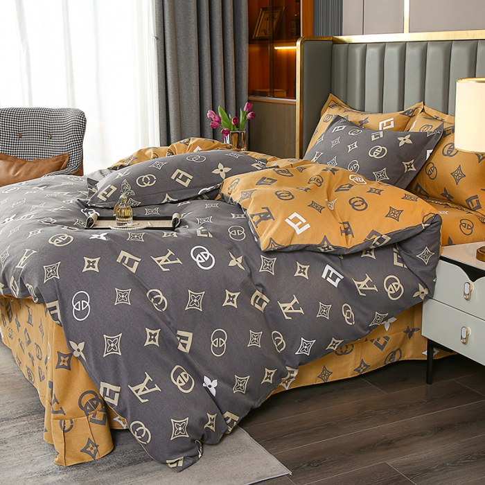 91家纺网 家纺一手货源 找家纺 畅畅 2024爆款全棉喷气活性印花磨毛四件套 HMJ英伦风尚-灰