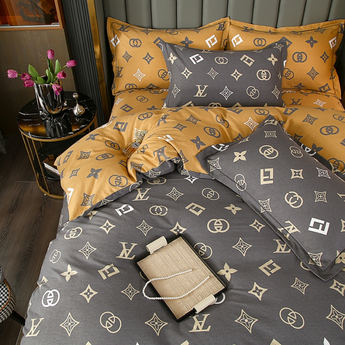 91家纺网 家纺一手货源 找家纺 畅畅 2024爆款全棉喷气活性印花磨毛四件套 HMJ英伦风尚-灰