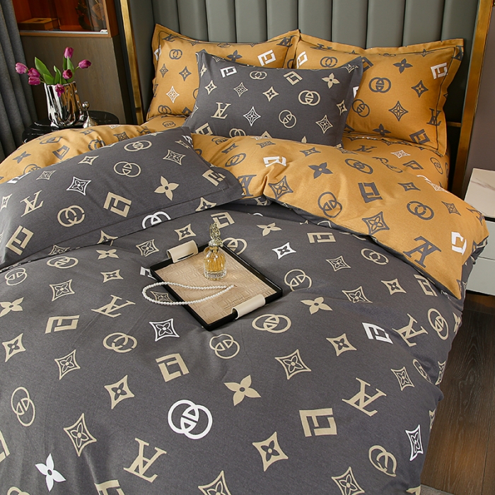 91家纺网 家纺一手货源 找家纺 畅畅 2024爆款全棉喷气活性印花磨毛四件套 HMJ英伦风尚-灰