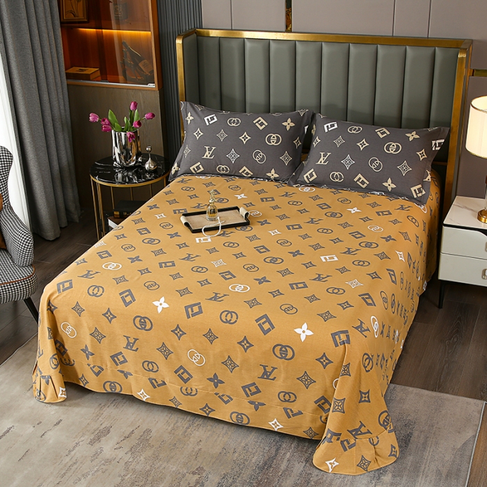 91家纺网 家纺一手货源 找家纺 畅畅 2024爆款全棉喷气活性印花磨毛四件套 HMJ英伦风尚-橘黄