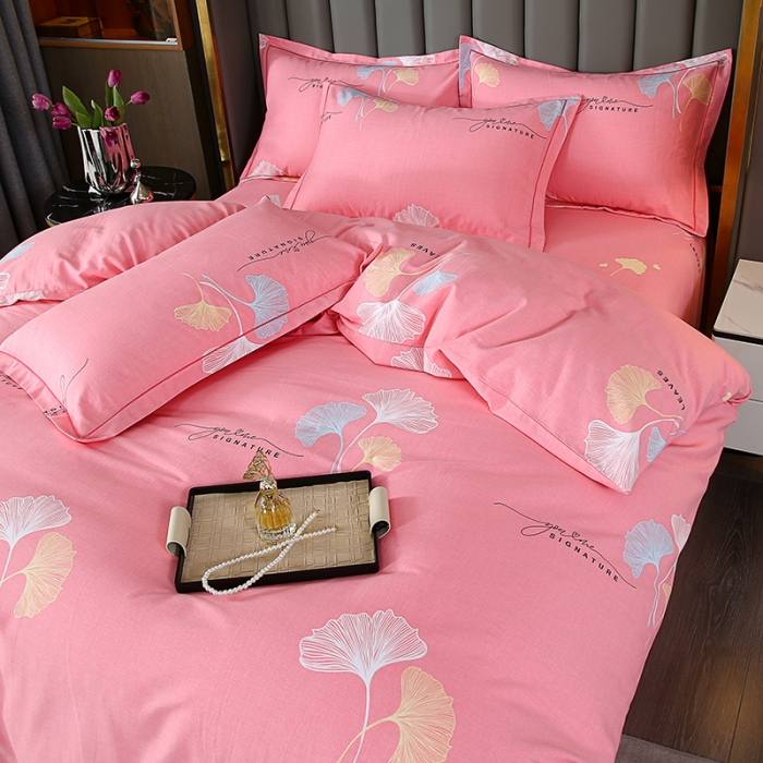 91家纺网 家纺一手货源 找家纺 畅畅 2024爆款全棉喷气活性印花磨毛四件套 YY花园春景-粉