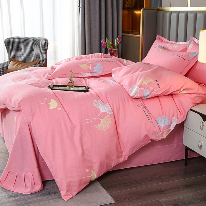 91家纺网 家纺一手货源 找家纺 畅畅 2024爆款全棉喷气活性印花磨毛四件套 YY花园春景-粉