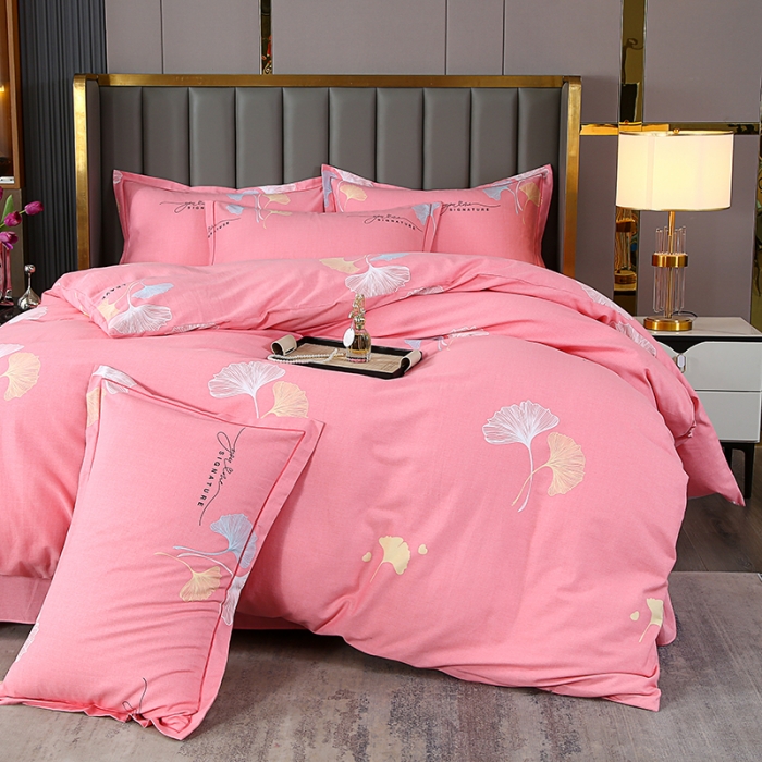 91家纺网 家纺一手货源 找家纺 畅畅 2024爆款全棉喷气活性印花磨毛四件套 YY花园春景-粉