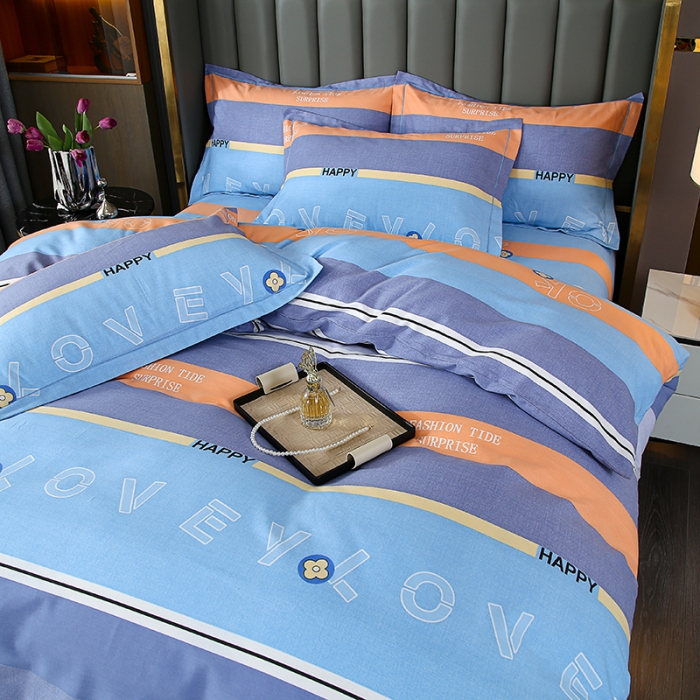 91家纺网 家纺一手货源 找家纺 畅畅 2024爆款全棉喷气活性印花磨毛四件套 YY酷派生活-蓝