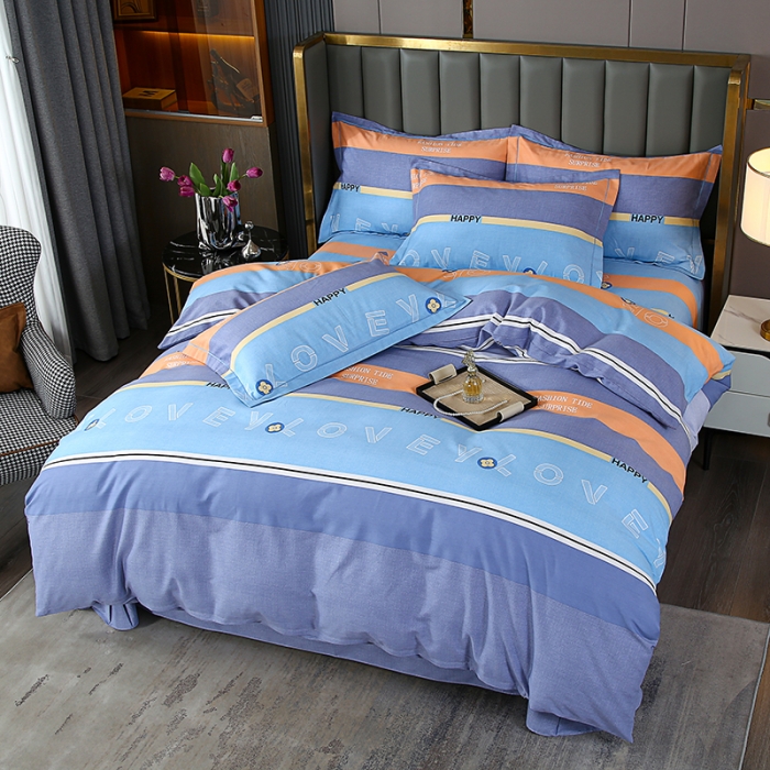 91家纺网 家纺一手货源 找家纺 畅畅 2024爆款全棉喷气活性印花磨毛四件套 YY酷派生活-蓝