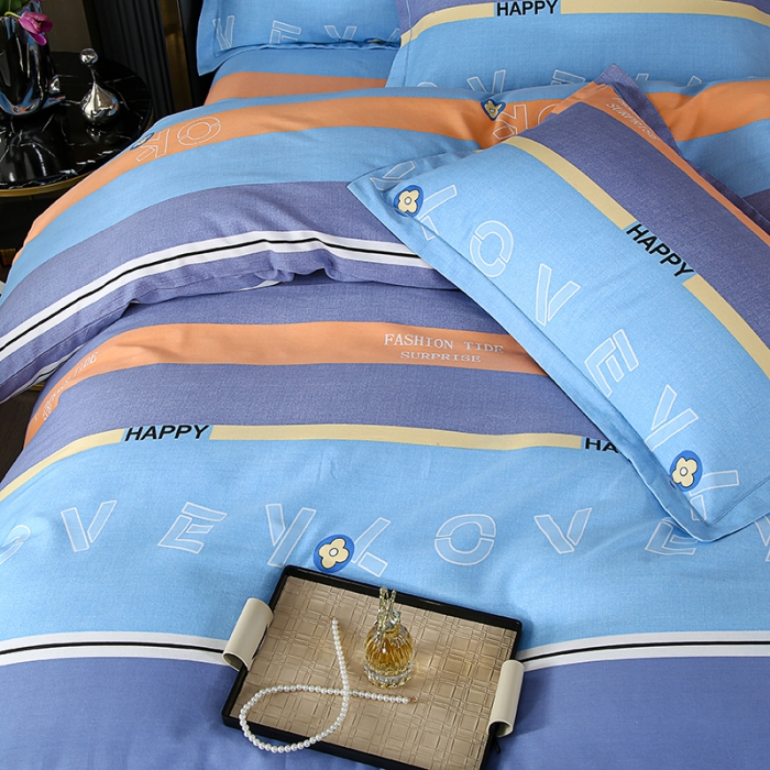 91家纺网 家纺一手货源 找家纺 畅畅 2024爆款全棉喷气活性印花磨毛四件套 YY酷派生活-蓝